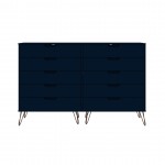 3 Piece Bedroom Set Tall Wide 10-Drawer Dresser, Standard 3- Drawer Dresser and 2-Drawer Nightstand in Tatiana Midnight Blue