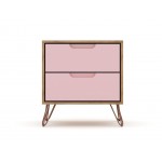 3 Piece Bedroom Set Tall Wide 10-Drawer Dresser, Standard 3- Drawer Dresser and 2-Drawer Nightstand in Nature and Rose Pink