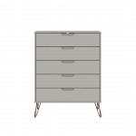 Rockefeller Tall 5- Dresser and 2-Drawer Nightstand in Off White and Nature