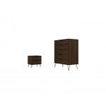 Rockefeller Tall 5- Dresser and 2-Drawer Nightstand in Brown