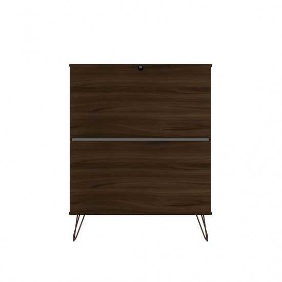 Rockefeller Tall 5- Dresser and 2-Drawer Nightstand in Brown