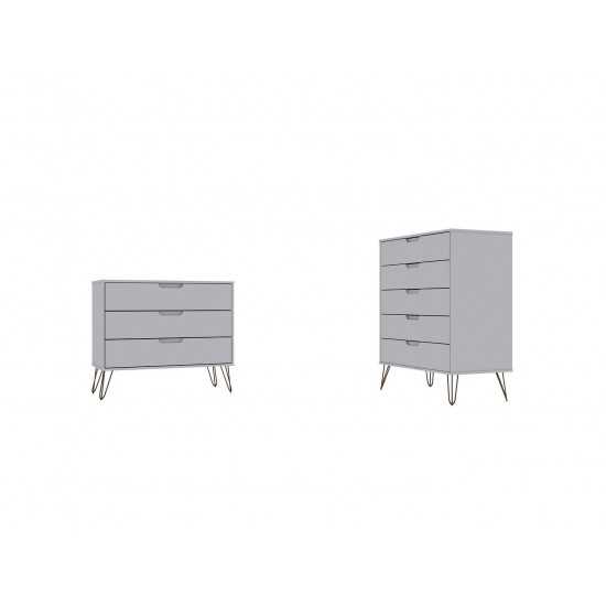 Rockefeller Tall 5-Drawer Dresser and Standard 3-Drawer Dresser in White