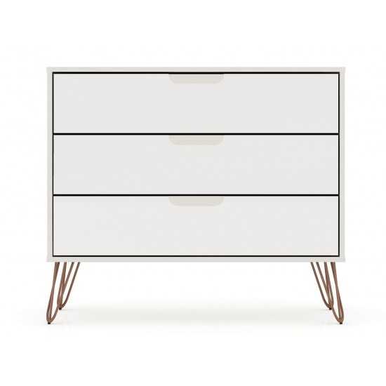 Rockefeller Tall 5-Drawer Dresser and Standard 3-Drawer Dresser in Off White and Nature