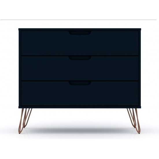 Rockefeller Tall 5-Drawer Dresser and Standard 3-Drawer Dresser in Tatiana Midnight Blue