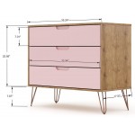 Rockefeller Tall 5-Drawer Dresser and Standard 3-Drawer Dresser in Nature and Rose Pink