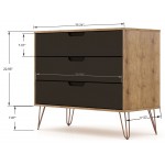 Rockefeller Tall 5-Drawer Dresser and Standard 3-Drawer Dresser in Nature and Textured Grey