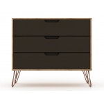 Rockefeller Tall 5-Drawer Dresser and Standard 3-Drawer Dresser in Nature and Textured Grey