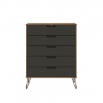 Rockefeller Tall 5-Drawer Dresser and Standard 3-Drawer Dresser in Nature and Textured Grey