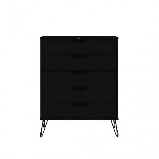 Rockefeller 5-Drawer Tall Dresser in Black