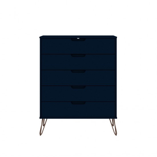 Rockefeller 5-Drawer Tall Dresser in Tatiana Midnight Blue