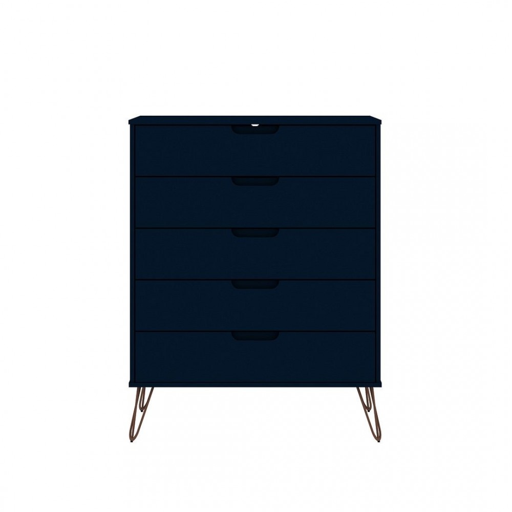 Rockefeller 5-Drawer Tall Dresser in Tatiana Midnight Blue