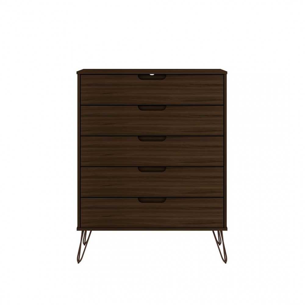 Rockefeller 5-Drawer Tall Dresser in Brown