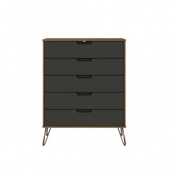 Rockefeller 5-Drawer Tall Dresser in Nature and Textured Grey