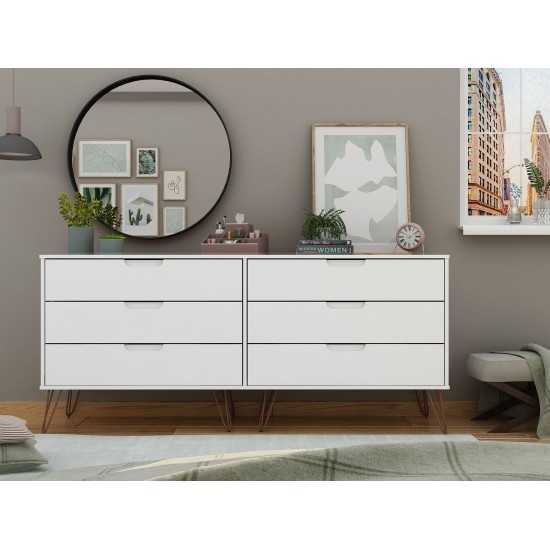 Rockefeller 6-Drawer Double Low Dresser in White