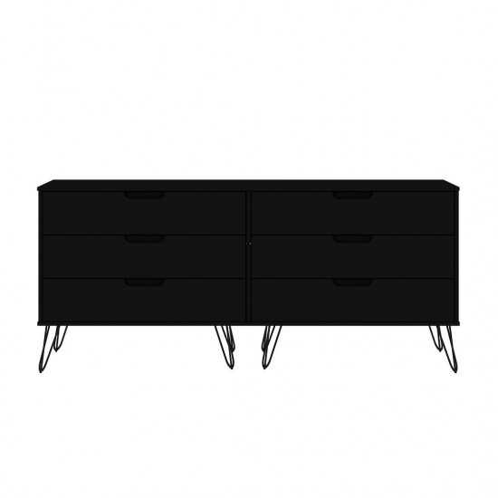 Rockefeller 6-Drawer Double Low Dresser in Black