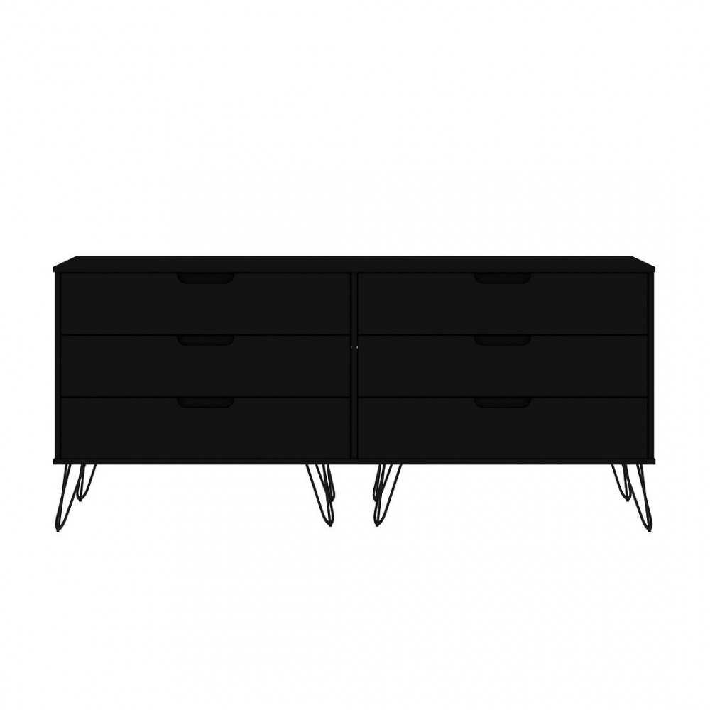 Rockefeller 6-Drawer Double Low Dresser in Black