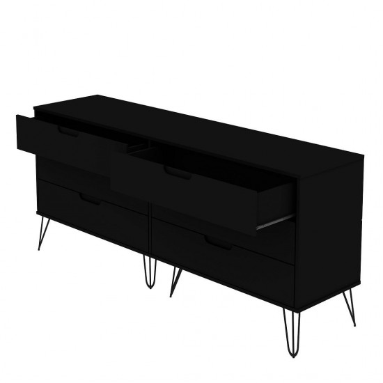 Rockefeller 6-Drawer Double Low Dresser in Black