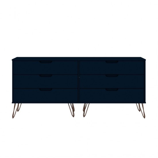 Rockefeller 6-Drawer Double Low Dresser in Tatiana Midnight Blue