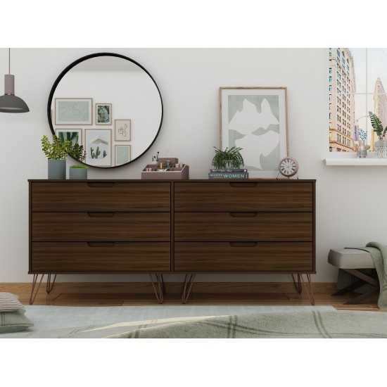Rockefeller 6-Drawer Double Low Dresser in Brown