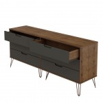 Rockefeller 6-Drawer Double Low Dresser in Nature and Textured Grey