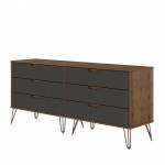 Rockefeller 6-Drawer Double Low Dresser in Nature and Textured Grey