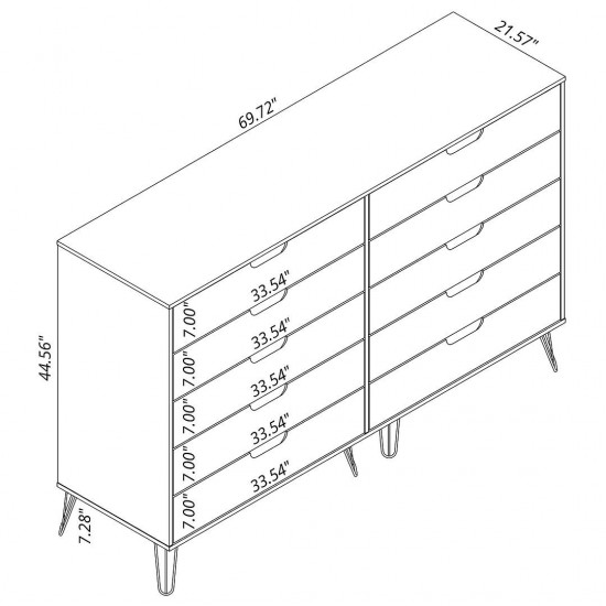 Rockefeller 10-Drawer Double Tall Dresser in White