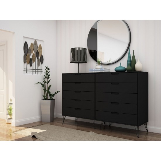 Rockefeller 10-Drawer Double Tall Dresser in Black