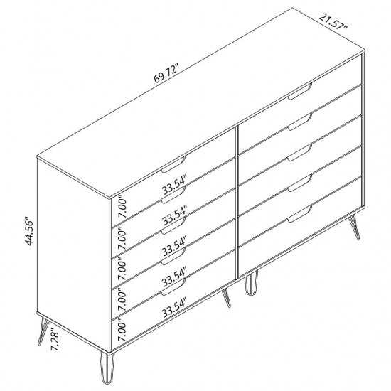 Rockefeller 10-Drawer Double Tall Dresser in Off White