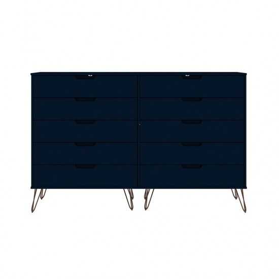 Rockefeller 10-Drawer Double Tall Dresser in Tatiana Midnight Blue
