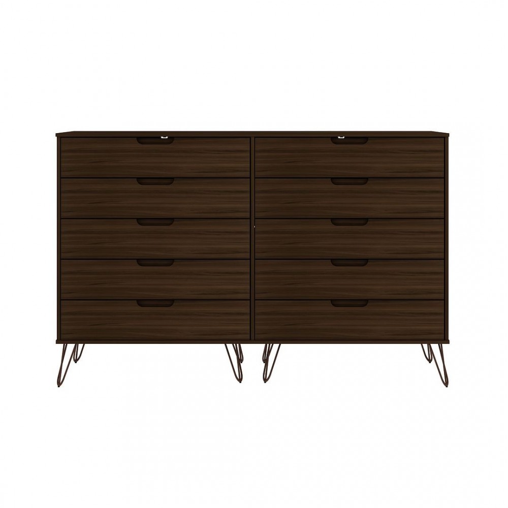 Rockefeller 10-Drawer Double Tall Dresser in Brown