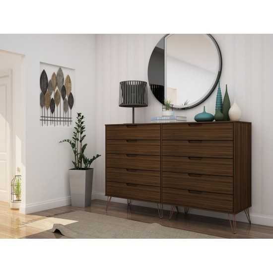 Rockefeller 10-Drawer Double Tall Dresser in Brown