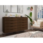 Rockefeller 10-Drawer Double Tall Dresser in Brown