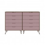 Rockefeller 10-Drawer Double Tall Dresser in Nature and Rose Pink