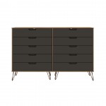 Rockefeller 10-Drawer Double Tall Dresser in Nature and Textured Grey