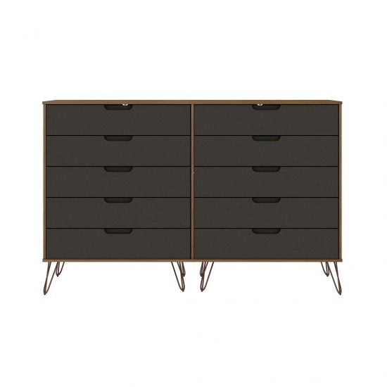 Rockefeller 10-Drawer Double Tall Dresser in Nature and Textured Grey