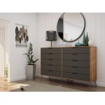 Rockefeller 10-Drawer Double Tall Dresser in Nature and Textured Grey