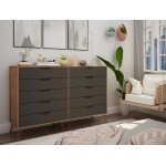 Rockefeller 10-Drawer Double Tall Dresser in Nature and Textured Grey