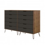 Rockefeller 10-Drawer Double Tall Dresser in Nature and Textured Grey