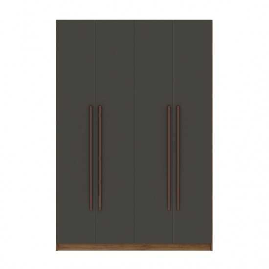 Gramercy 2-Section Wardrobe Closet in Nature and Textured Grey