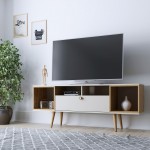 Theodore 62.99 TV Stand in Off White and Cinnamon