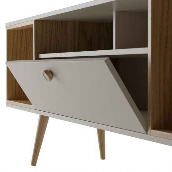 Theodore 62.99 TV Stand in Off White and Cinnamon