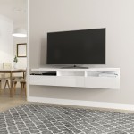 Cabrini 71.25 Half Floating Entertainment Center in White Gloss