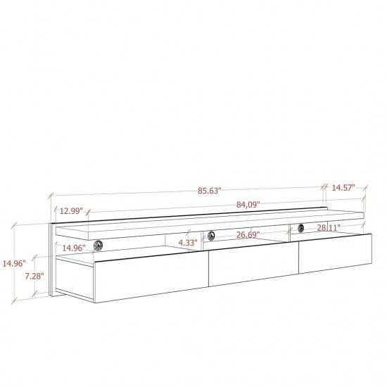 Cabrini 85.62 Half Floating Entertainment Center in Maple Cream and Off White