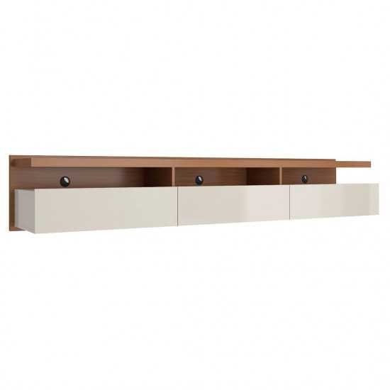 Cabrini 85.62 Half Floating Entertainment Center in Maple Cream and Off White