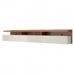 Cabrini 85.62 Half Floating Entertainment Center in Maple Cream and Off White