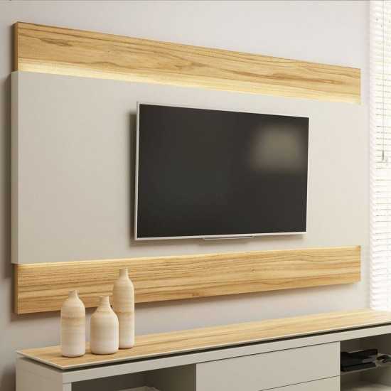 Lincoln 85.43" TV Panel in Off White and Cinnamon