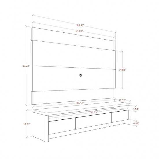 Lincoln 85.43" TV Panel and Sylvan 85.43" TV Stand in Off White and Cinnamon