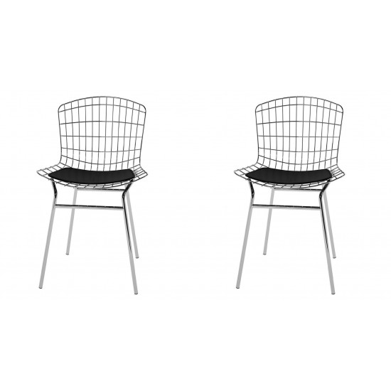 Madeline Chair, Set of 2 in Silver and Black