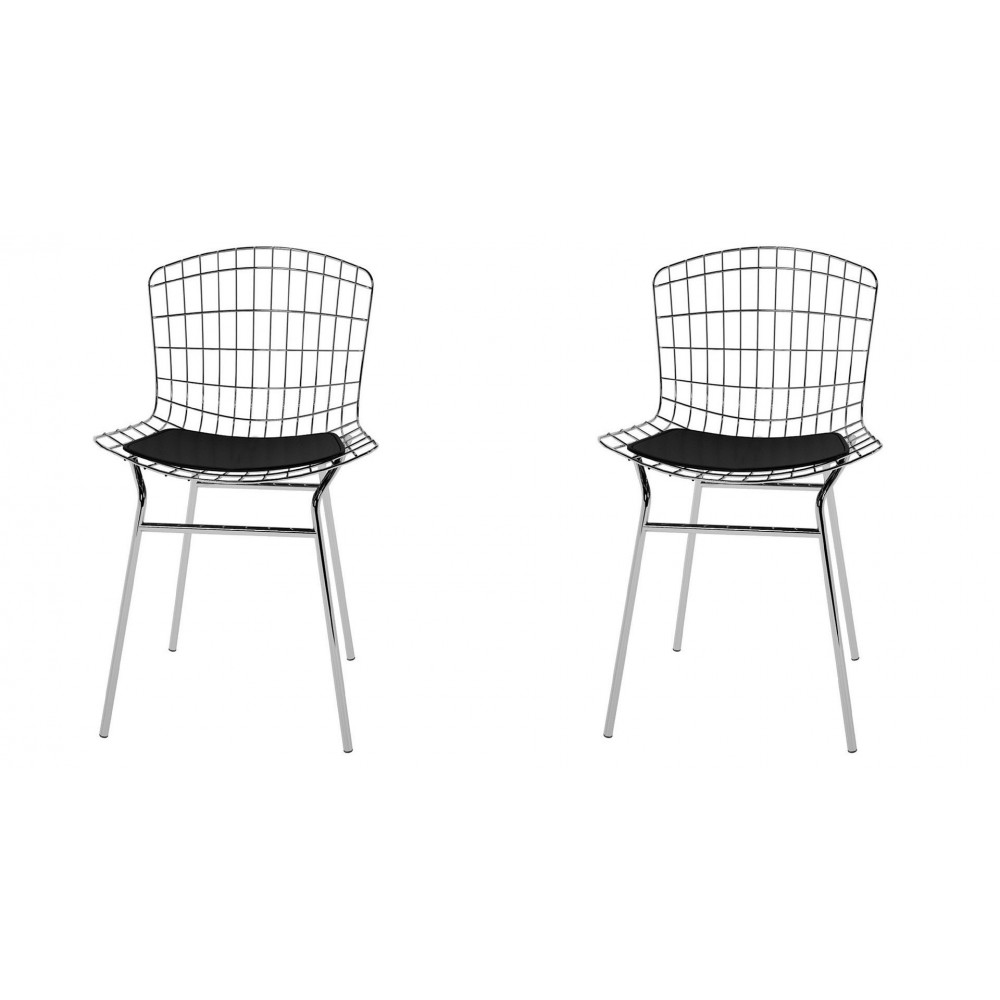 Madeline Chair, Set of 2 in Silver and Black