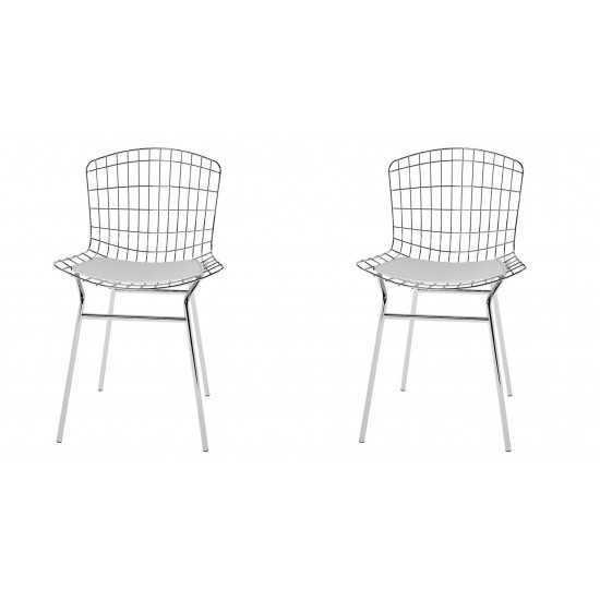 Madeline Chair, Set of 2 in Silver and White